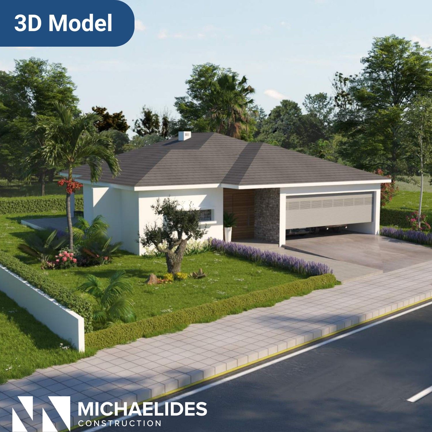 3D architectural rendering of a Michaelides Construction project