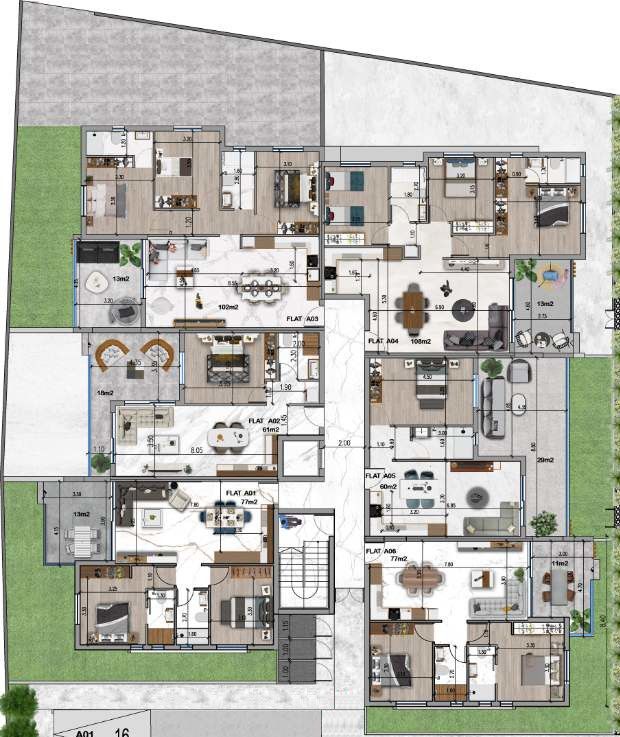 Oceania Court apartment complex — interactive floor plans