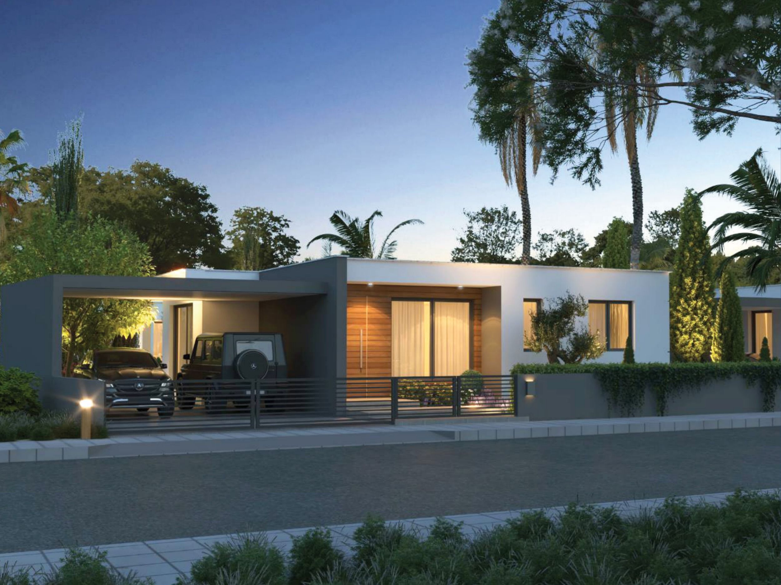 Oceania Bungalows site plan — four detached homes in Xylophagou